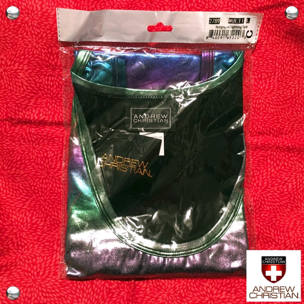 Andrew Christian Holographic Lightning Tank Size LARGE 🆕🩲